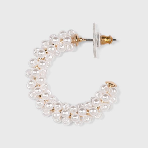 SUGARFIX by BaubleBar Pearl Embellished Hoop Earrings - White | Target