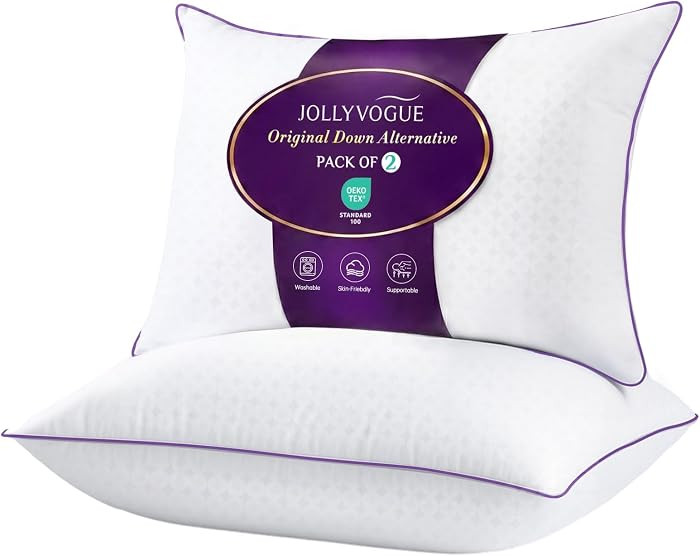 JOLLYVOGUE Pillows Queen Size Set of 2, Soft Supportive Bed Pillows with Super Soft Down Alternat... | Amazon (US)