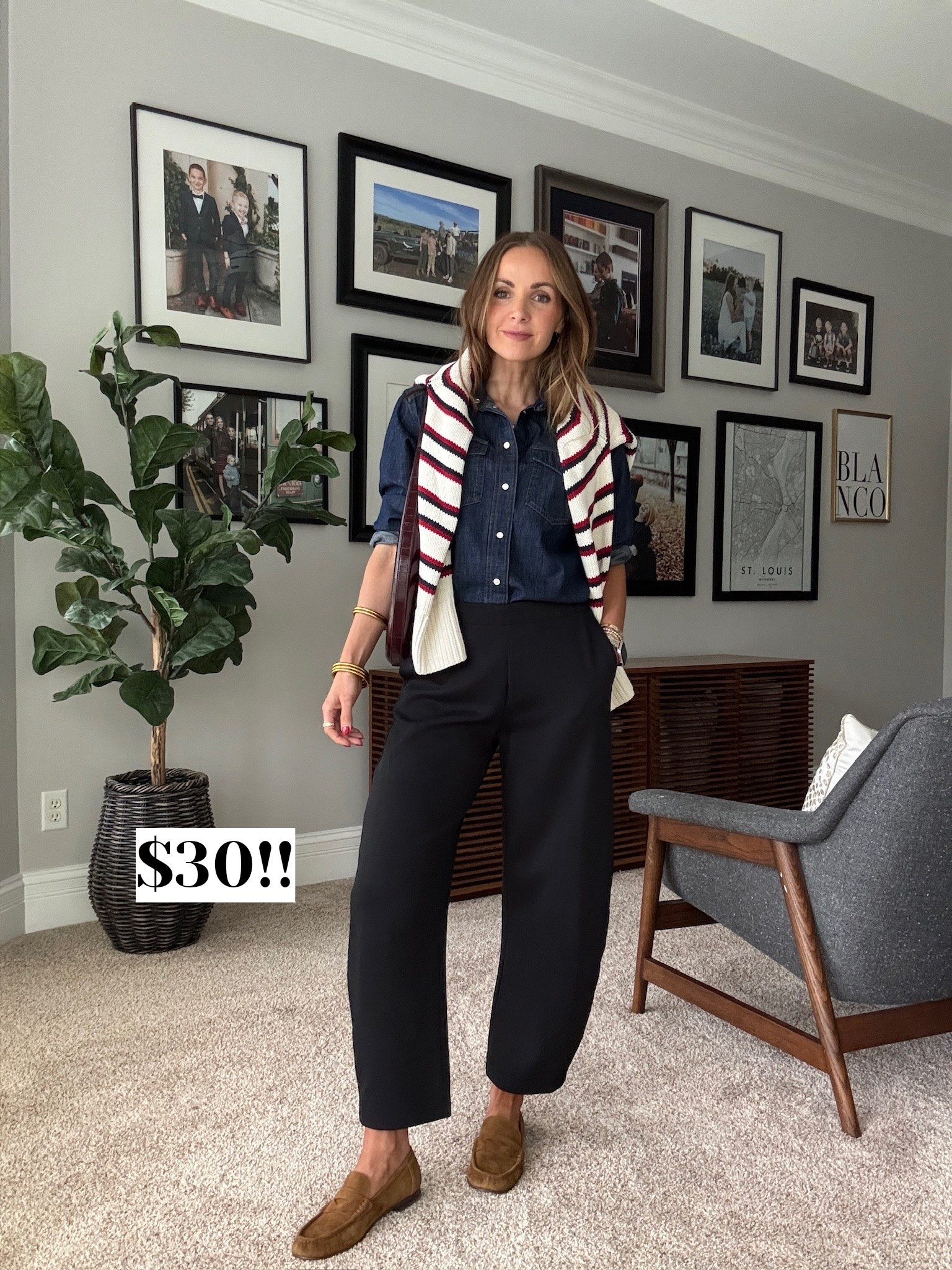 @Target barrel pants that are so comfortable! Get your true size. Styled for everyday wear with @Anthropologie denim top and @Quince sweater

#LTKgrwm