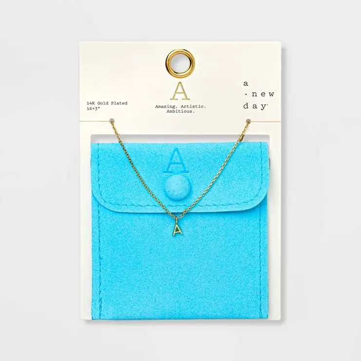 14K Gold Plated Initial Pendant Necklace - A New Day™ | Target