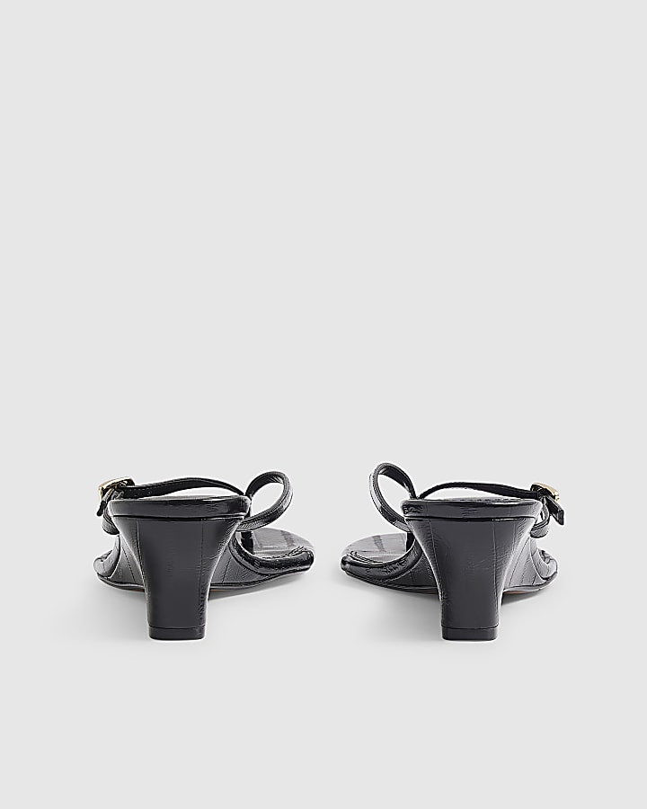 Black Toe Thong Wedge Heeled Sandals | River Island UK & IE