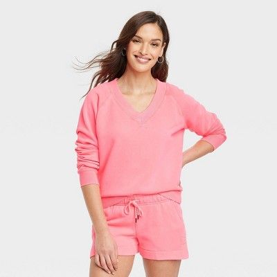 Women's Relaxed Pullover Sweatshirt - Universal Thread™ Bright Pink L | Target