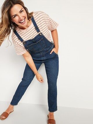 O.G. Straight Dark-Wash Jean Overalls for Women | Old Navy (US)