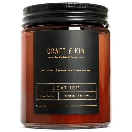 Leather Candle, Premium Scented Candles for Men & Women All-Natural Soy Candles, Rustic Home Decor S | Walmart (US)