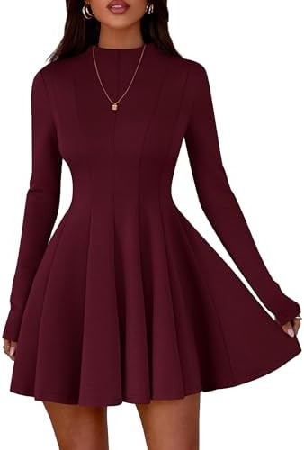 PRETTYGARDEN Fall Dresses for Women Elegant Classy 2025 Casual Long Sleeve Swing A Line Ruffle Sh... | Amazon (US)