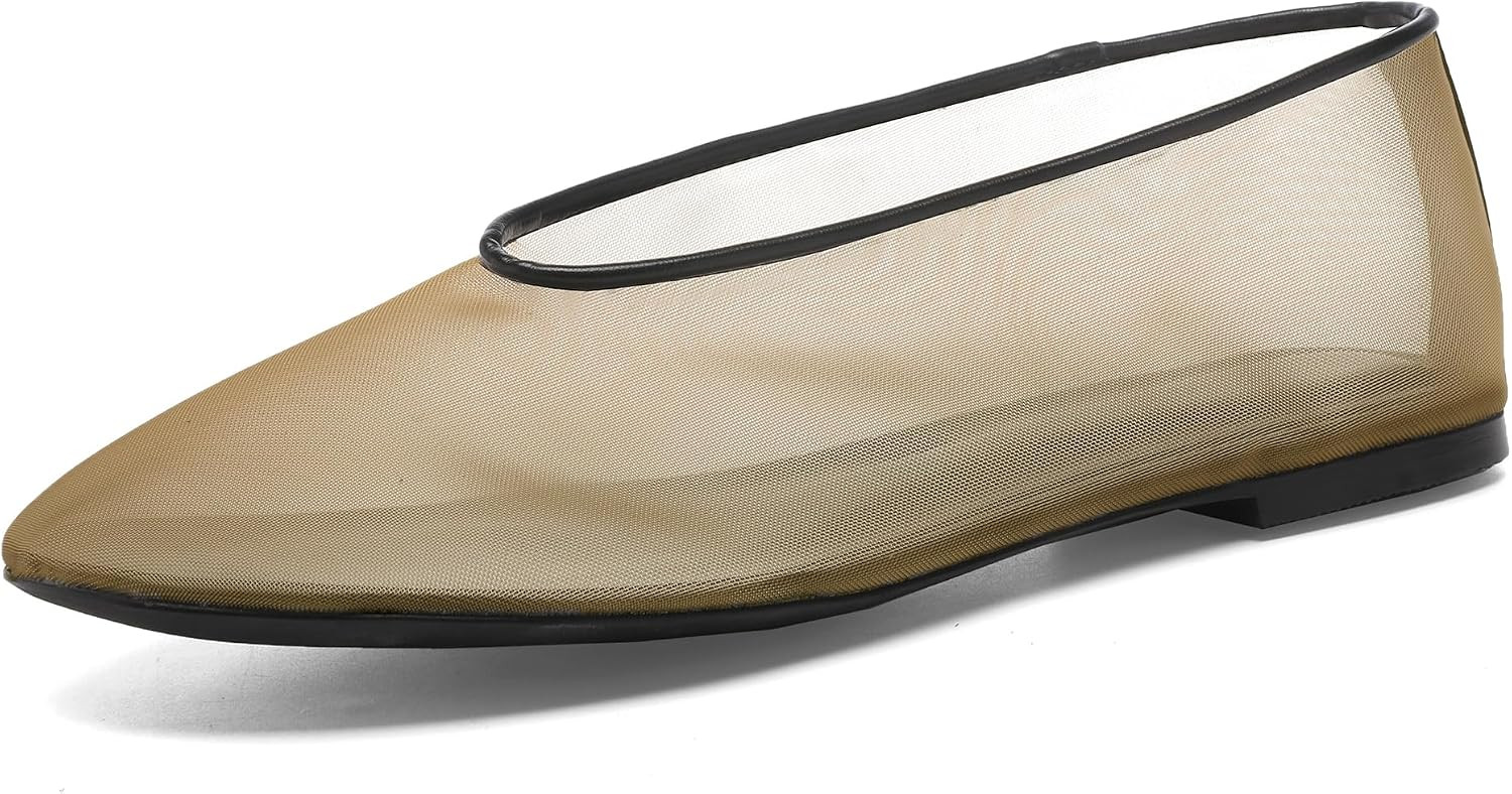 Molozoey Women's Crystals Fine Mesh Ballet Flats,Embroidered Round Toe Ballerina Shoes,Casual Slip On Crystal Mary Jane Flats,Comfortable Daily Dress Shoes | Amazon (US)