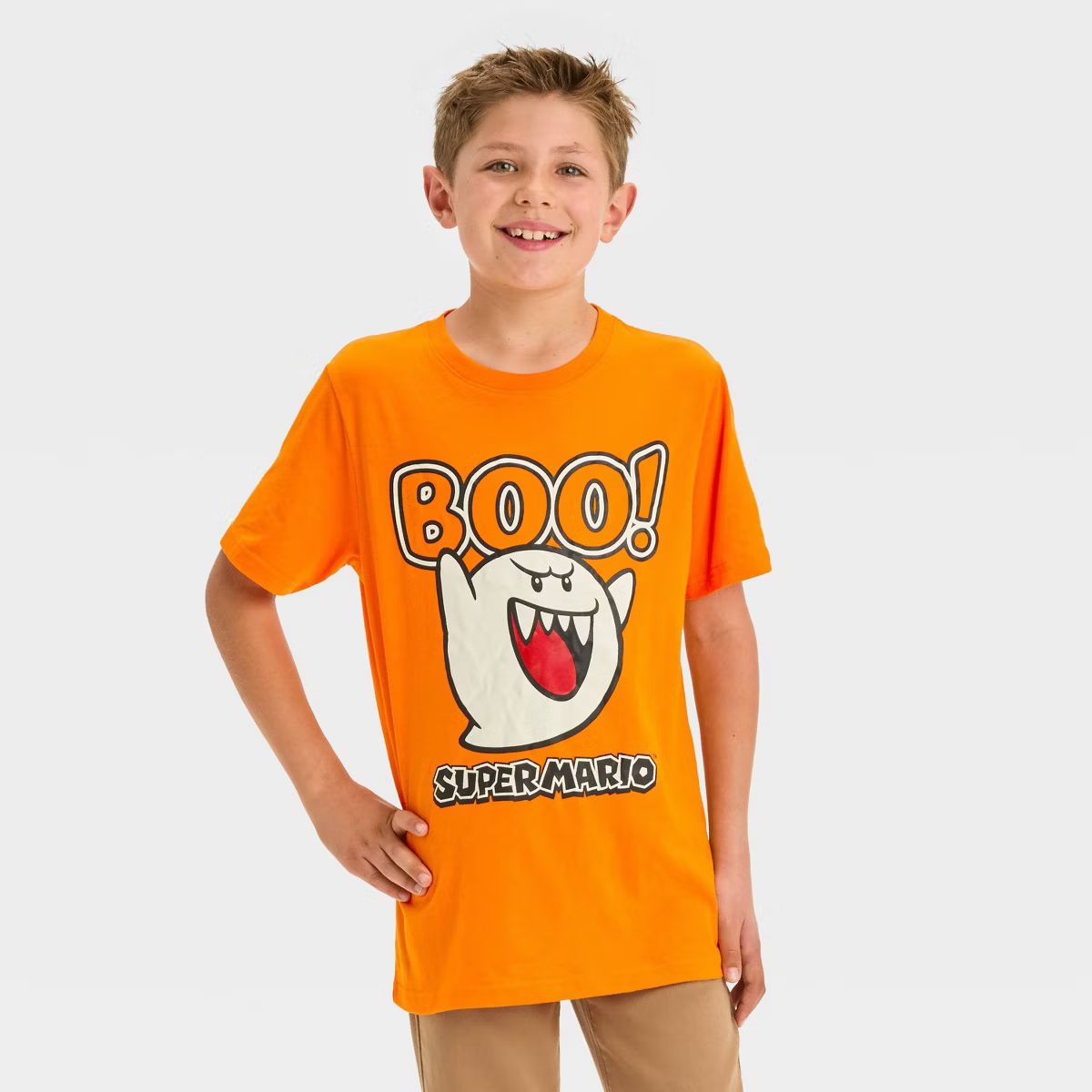 Boys' Super Mario Halloween Short Sleeve Graphic T-Shirt - Orange | Target