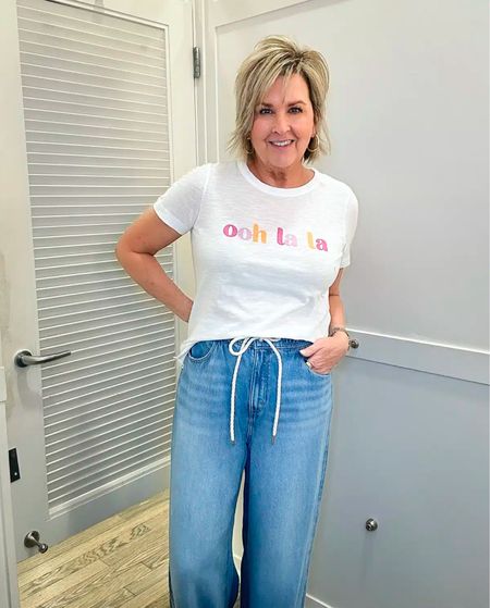 Tee size medium | Pull on Palazzo Jeans Size 29/8 | Weekend Casual | Women Over 40 | Teacher Outfit | Loft New Arrivals 

#LTKMidsize #LTKStyleTip #LTKOver40