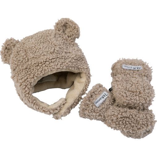 The Cub Set Teddy | Mitten & Hat, Oatmeal - 7AM Enfant Hats & Mittens | Maisonette | Maisonette