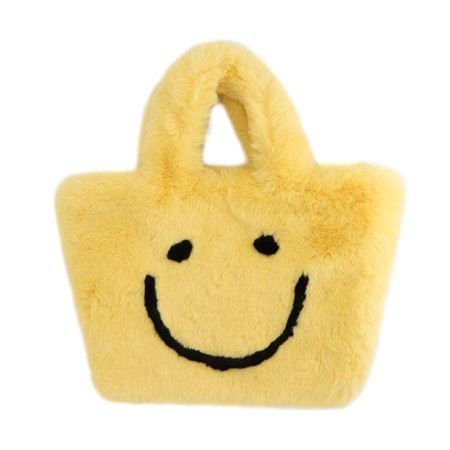 surell Faux Rex Rabbit Fur Smiley Face Handbag In Yellow | Walmart (US)