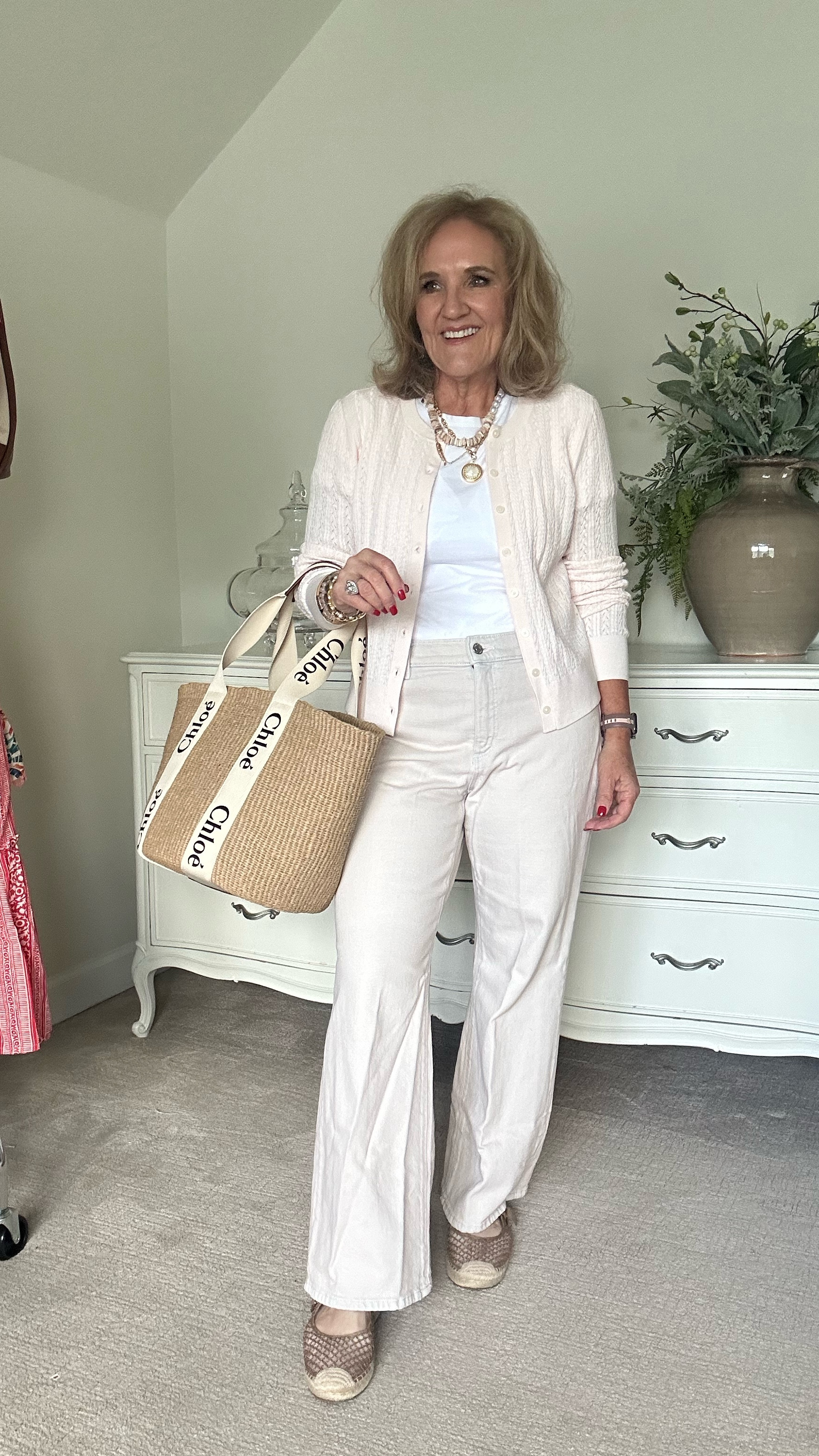 Pale, blush Jeans  size 29 petite
Sweater size medium
White T-shirt, size large
Espadrilles true to size very comfortable


#LTKOver40 #LTKFindsUnder50 #LTKSaleAlert