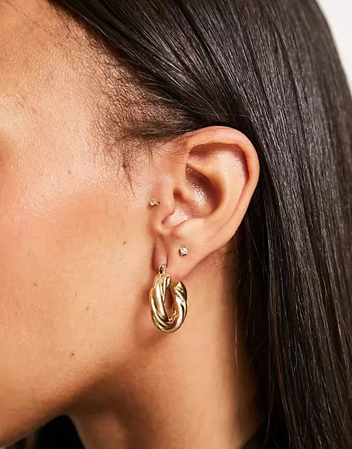 DesignB chunky twist hoop earrings in gold | ASOS | ASOS (Global)
