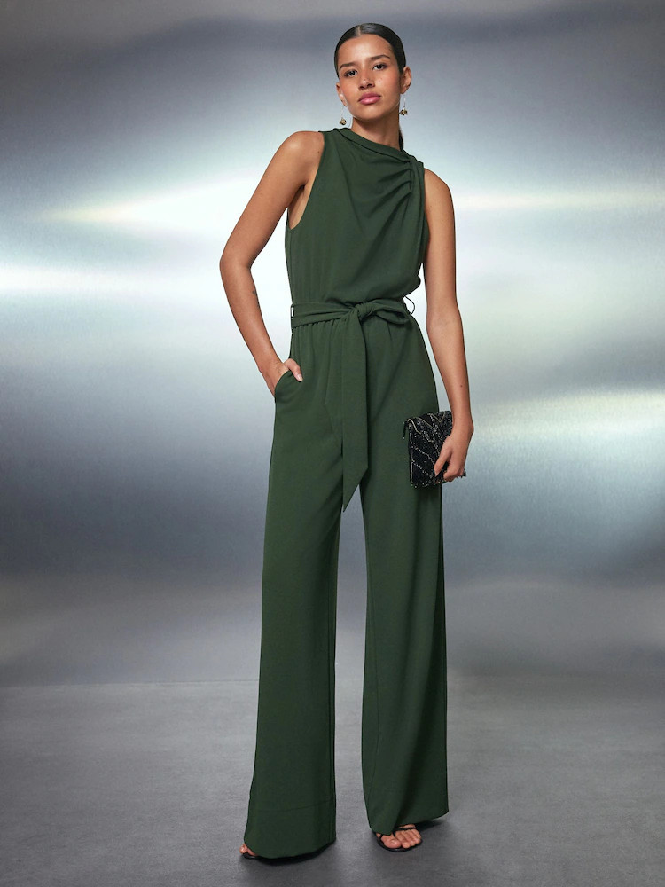 Buy Green Occasion Cowl Neck Sleeveless Jersey Jumpsuit from Next Ireland | Next EU