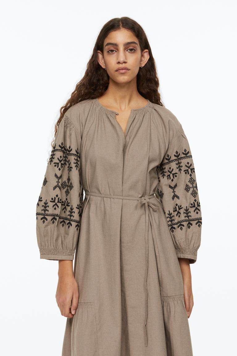 Embroidered Tie-belt Dress | H&M (US + CA)