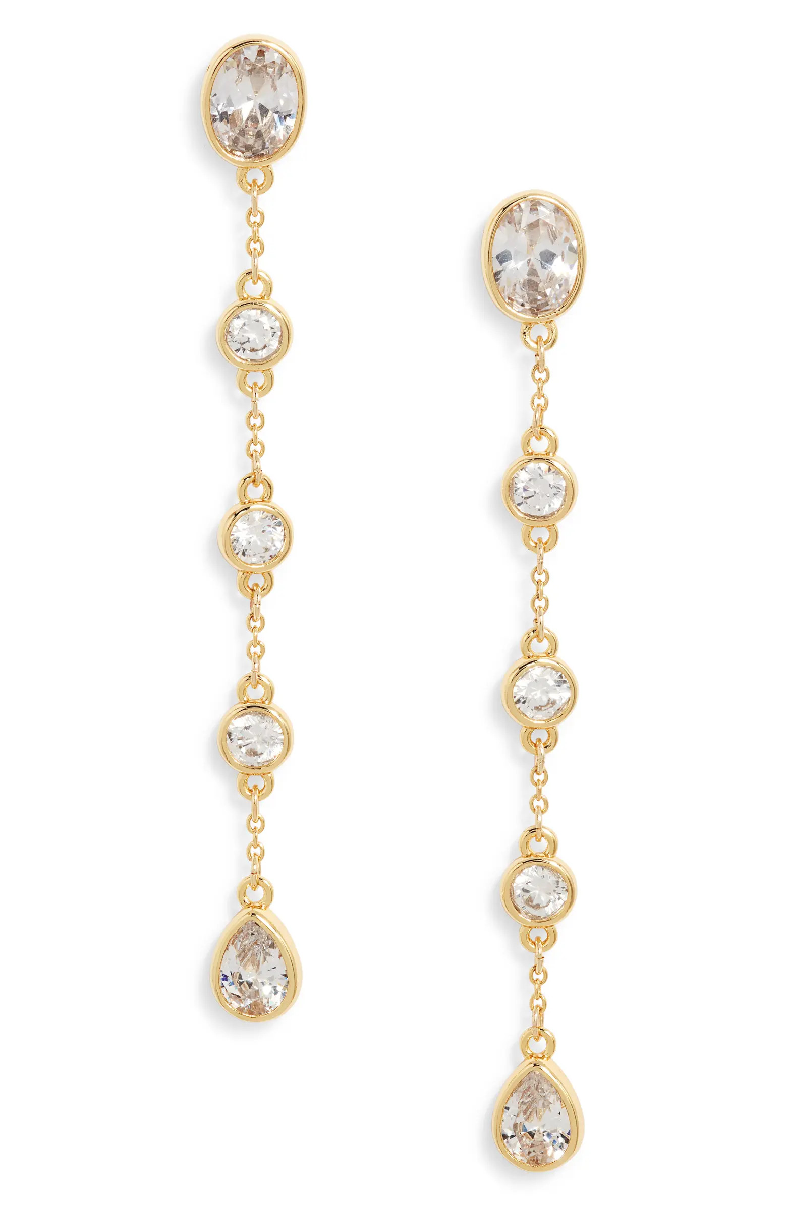 Nordstrom Bezel Cubic Zirconia Linear Drop Earrings | Nordstrom | Nordstrom