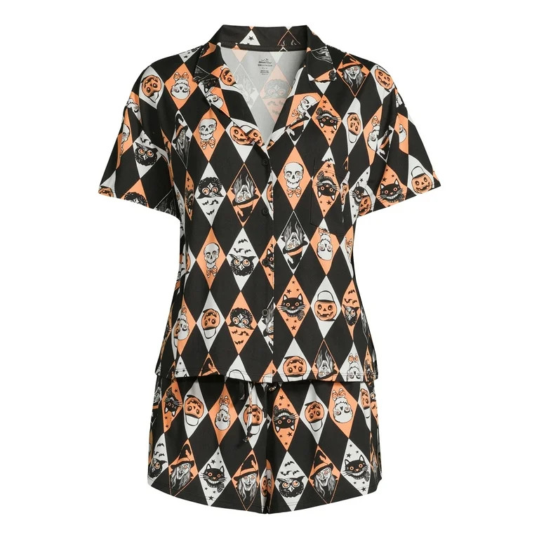 Halloween Women’s Print Shorty Pajama Set, 2-Piece, Sizes XS-3X | Walmart (US)