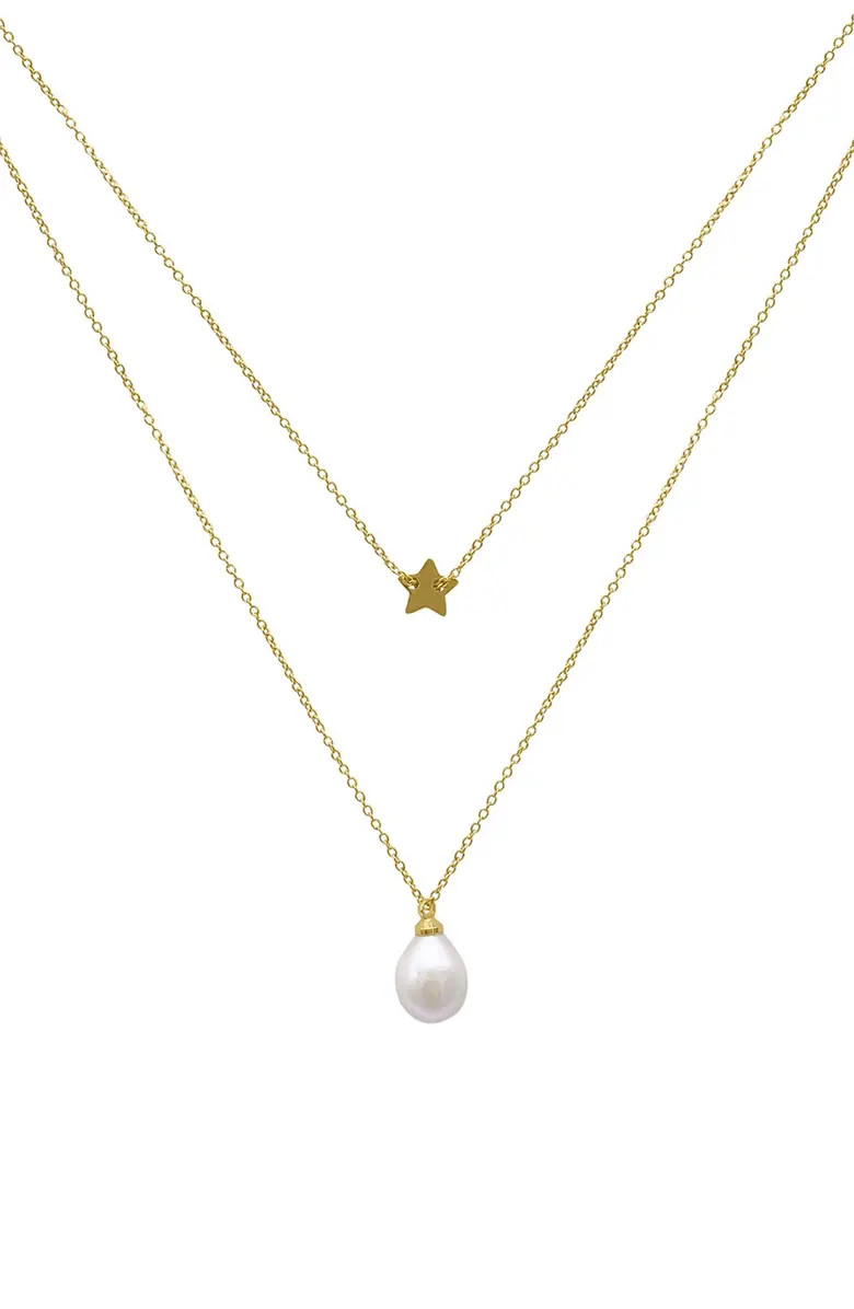 14K Gold Plated Star & Baroque Pearl Layered Necklace | Nordstrom Rack