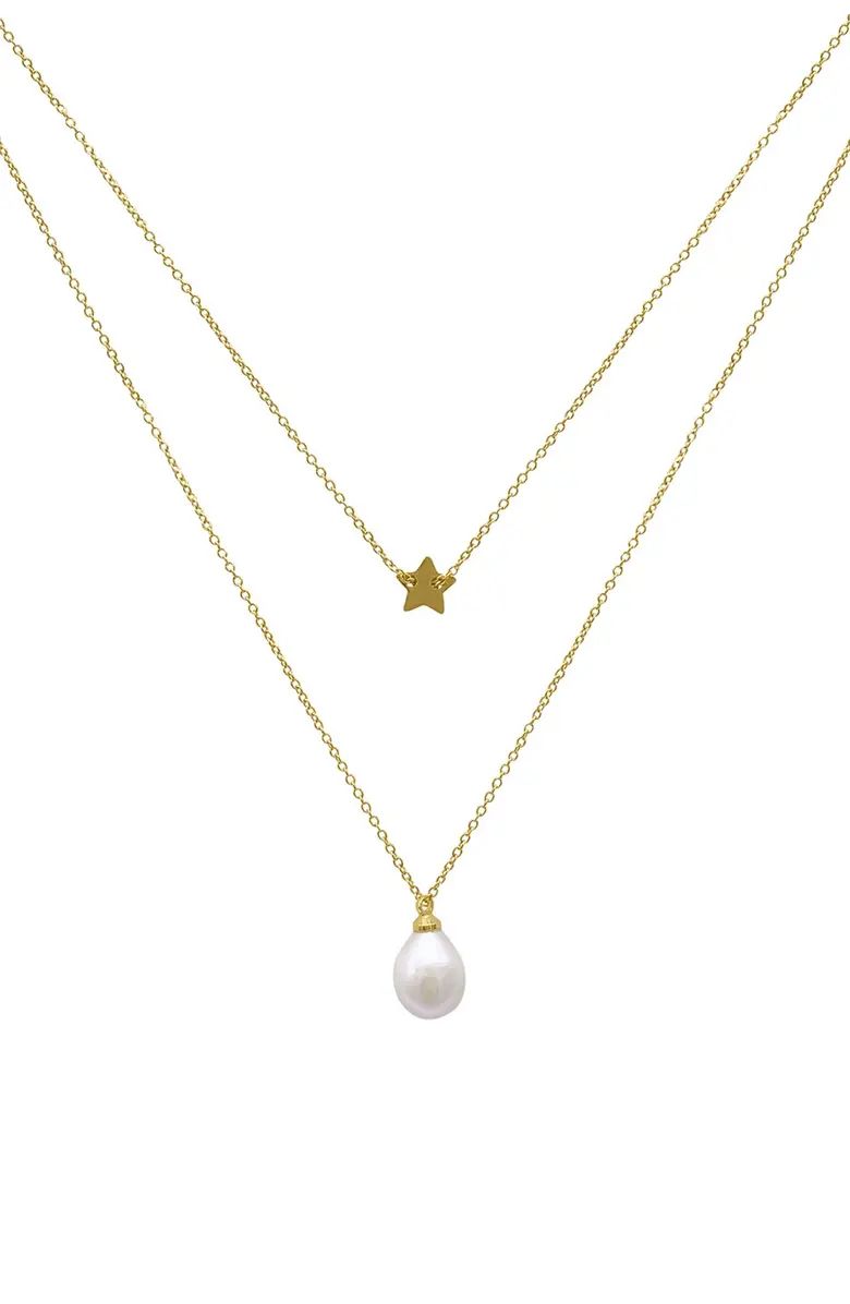 14K Gold Plated Star & Baroque Pearl Layered Necklace | Nordstrom Rack