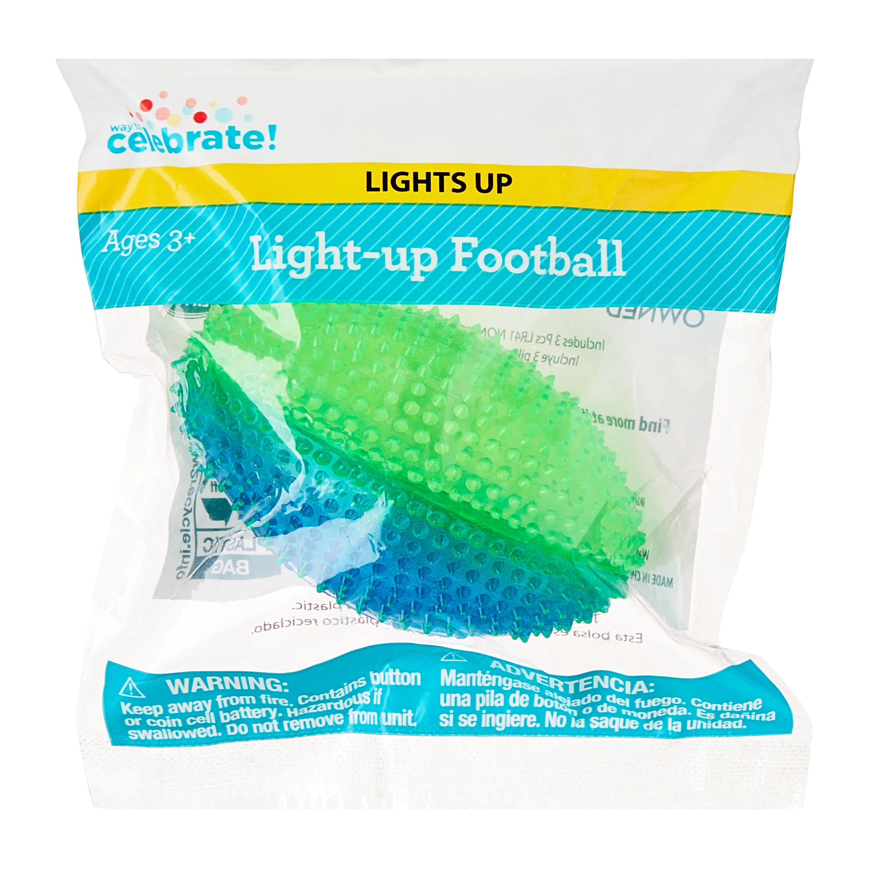 Blue/Green Light-Up Football Party Favor, by Way To Celebrate | Walmart (US)