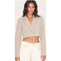Taupe Boxy Cropped Blazer | PrettyLittleThing US