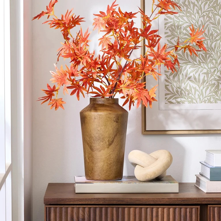 Better Homes & Gardens Natural 10" Paulownia Wood Angular Tall Vase | Walmart (US)