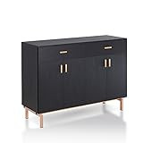 Amazon.com - Furniture of America Brysin 2 Drawer Contemporary Style Buffet Server, Black/Rose Go... | Amazon (US)