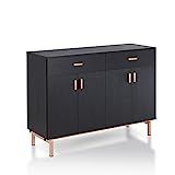 Amazon.com - Furniture of America Brysin 2 Drawer Contemporary Style Buffet Server, Black/Rose Go... | Amazon (US)