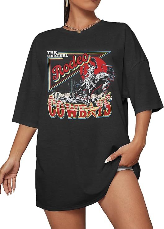Rodeo Shirts Women Cowgirl Outfits: Casual Country Concert T Shirts Vintage Cow Skull Graphic Tee... | Amazon (US)