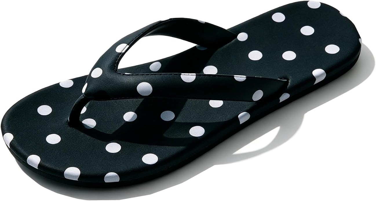Women'S Polka Dot Flat Flip Flops Fashion Comfortable Slip On Softsole Cushioned Beach Thong Slid... | Amazon (US)