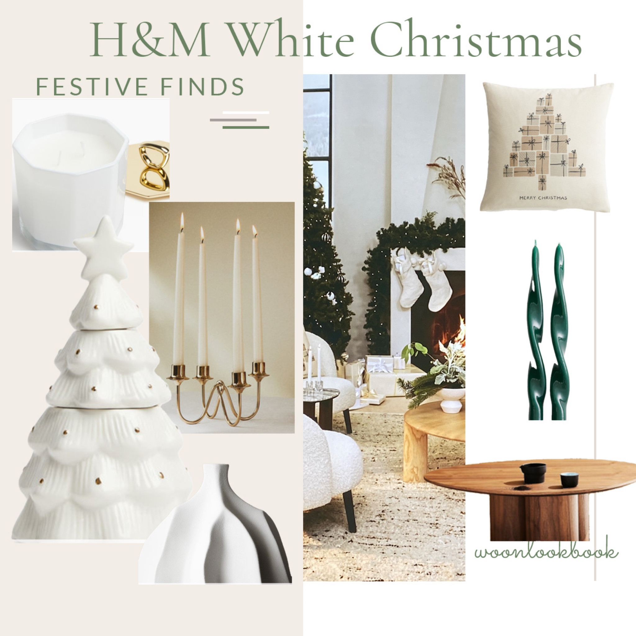H&M White Christmas, Festive Finds. A walnut coffee table is a beautiful base for ceramic decoration and white vases. Use lots of candles, some glamorous metals and your cozy, festive Christmas is a fact.

#LTKhome #LTKeurope #LTKstyletip