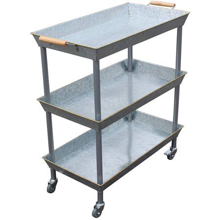 ENKERN Bar Cart 3 Tier Utility Cart with Wheels Galvanized Metal Bar Carts for The Home Kitchen Rest | Walmart (US)