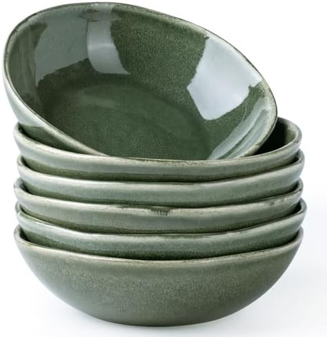 AmorArc Ceramic Cereal Bowls Set of 6, 24 oz Handmade Stoneware Bowls for Cereal Soup Salad Bread... | Amazon (US)