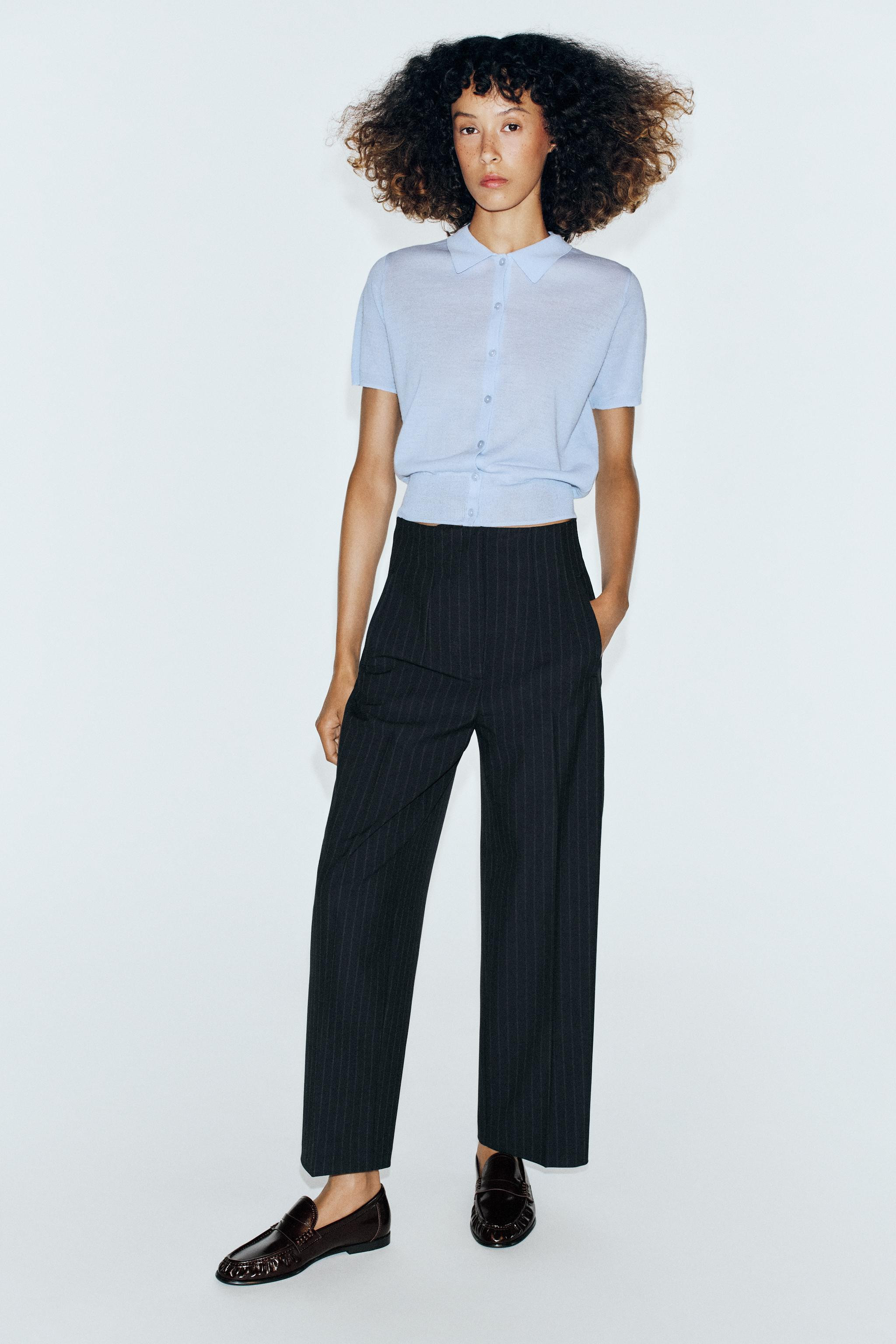 HIGH-WAIST BARREL-LEG TROUSERS | Zara UK