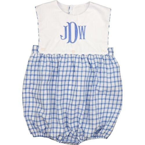 Blue Seersucker Windowpane Bubble* | Cecil and Lou