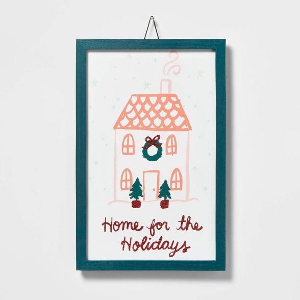 Home For the Holidays House Hanging Sign Pink/White - Wondershop&#8482; | Target