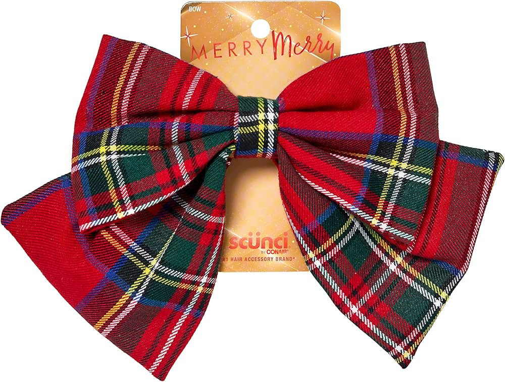 Scunci by Conair Tartan Bow Barrette - hair bows - holiday - gifts for teen girls - hair accessor... | Amazon (US)
