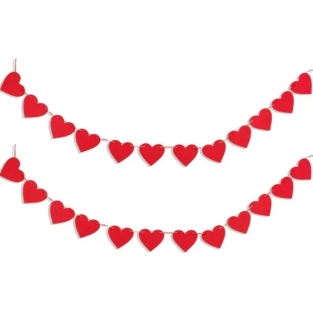 Heart Garland Banner for Valentines Day Decorations Red Pink Heart Felt Banners Garland for Firep... | Walmart (US)