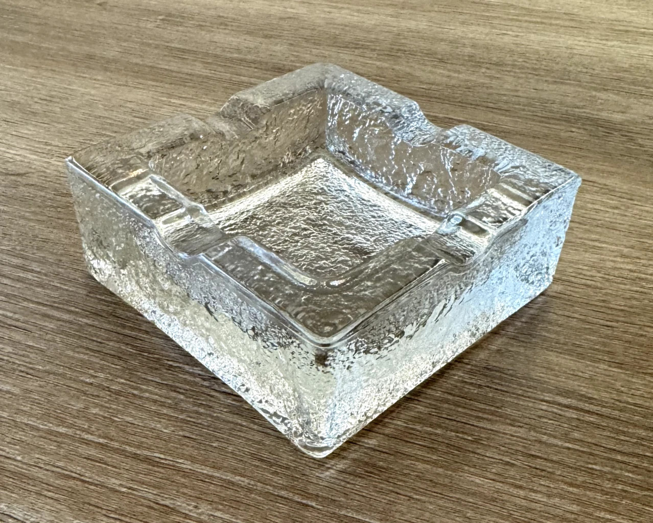 Mid Century Modern Heavy Glass Ashtray Dish Rippled Square 4.25" x 4.25" x 1.75" | eBay US