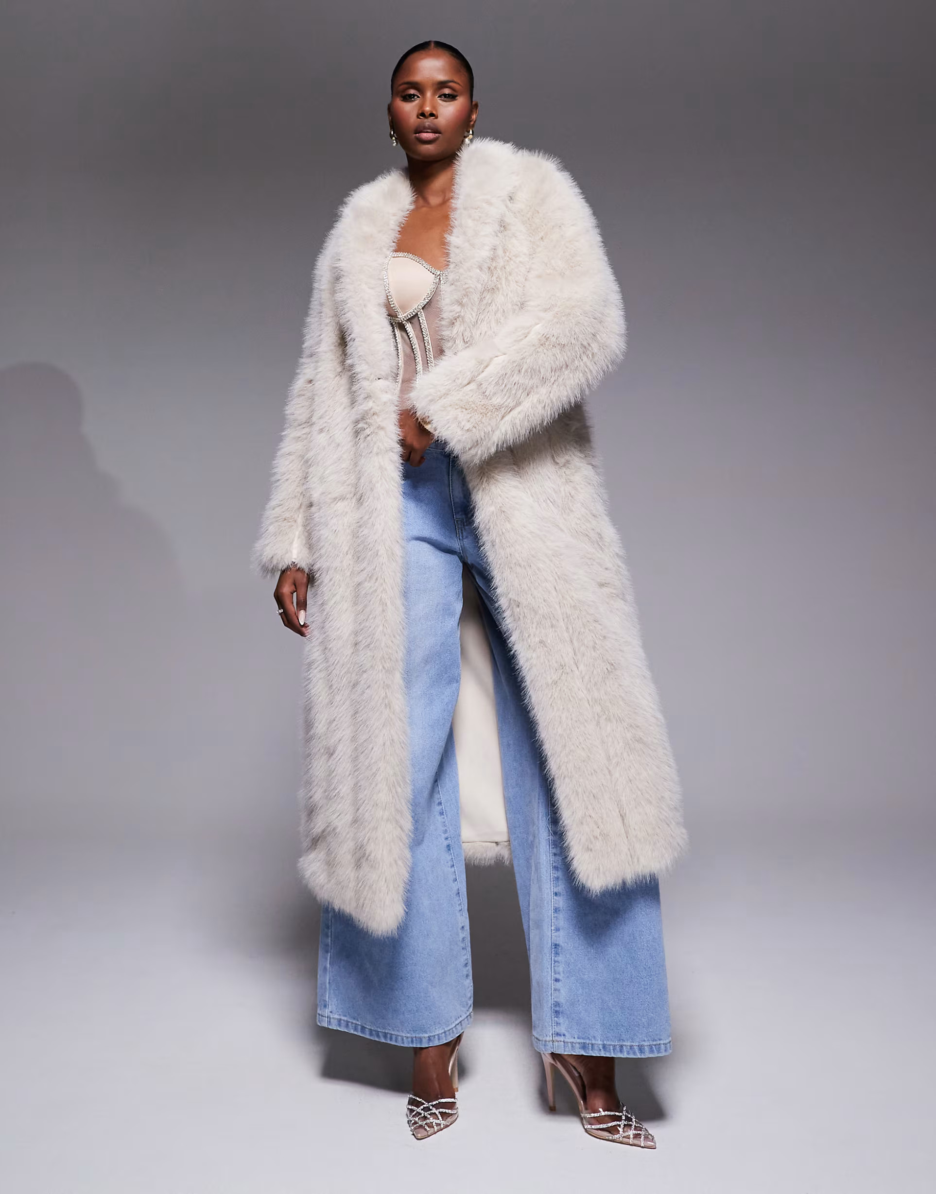 JLUXLABEL Manhattan faux fur coat in beige | ASOS | ASOS (Global)