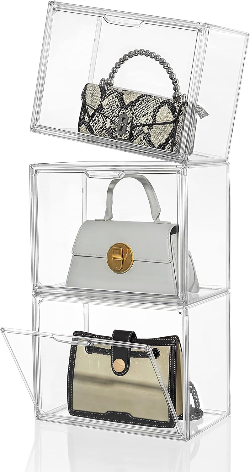 Attelite Plastic Purse and Handbag storage Organizer for Closet, Clear Acrylic Display Case with ... | Amazon (US)