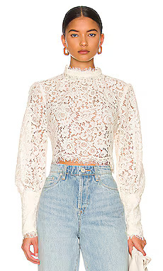 Bardot Georgia Lace Top in Oyster from Revolve.com | Revolve Clothing (Global)