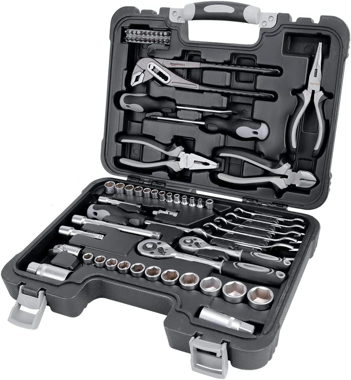 Amazon Basics 65-Piece General Household Home Repair and Mechanic's Hand Tool Kit Set, Black | Amazon (US)