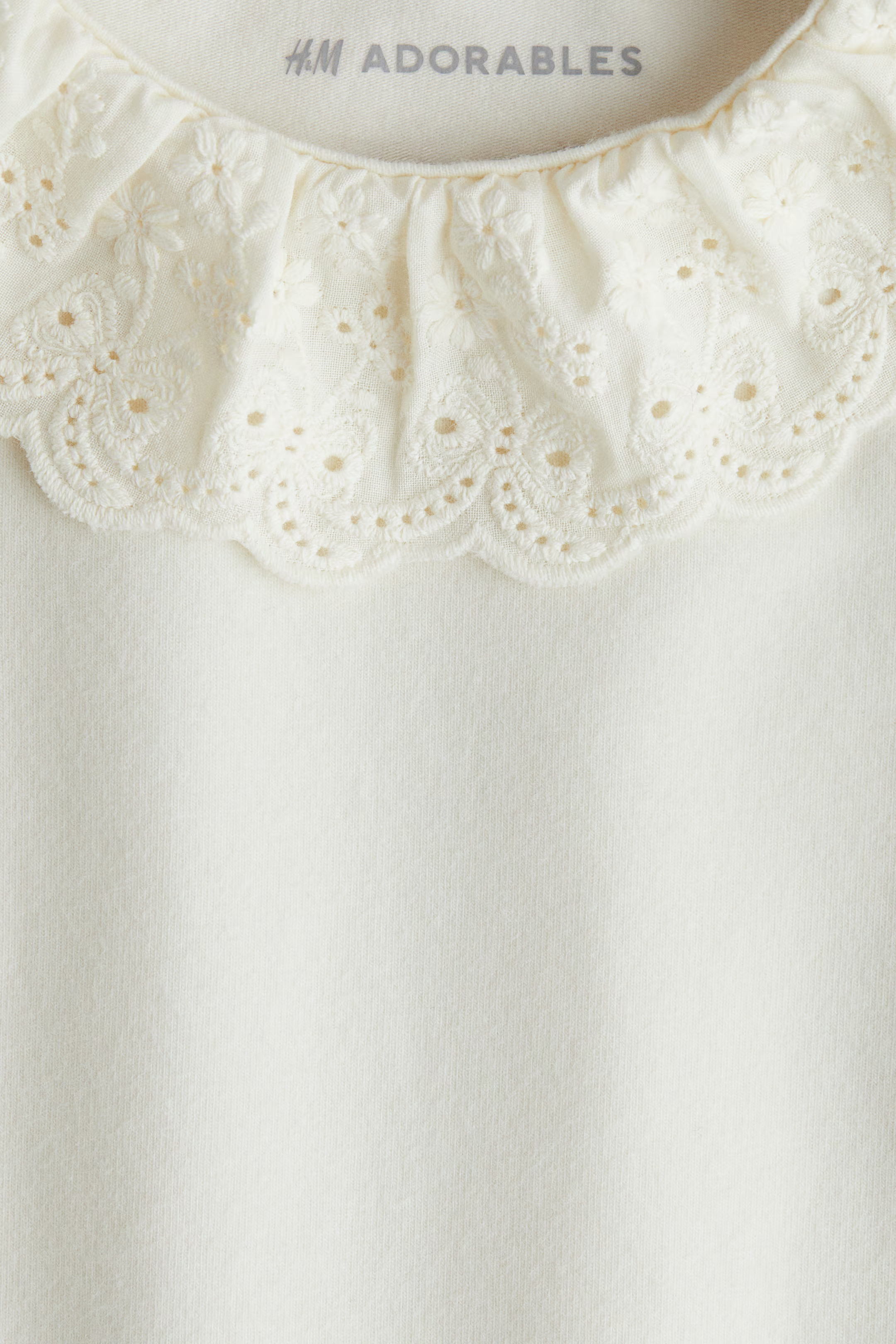 Cotton Bodysuit with Eyelet-Embroidered Collar | H&M (US + CA)