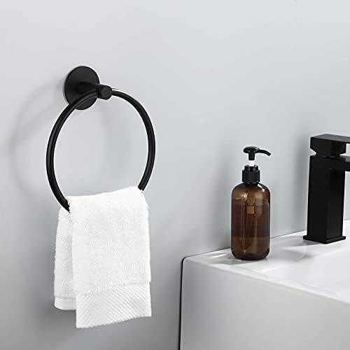 KES Adhesive Towel Ring Hand Towel Holder for Bathroom Modern Round Towel Hanger Wall Mounted SUS 30 | Amazon (US)