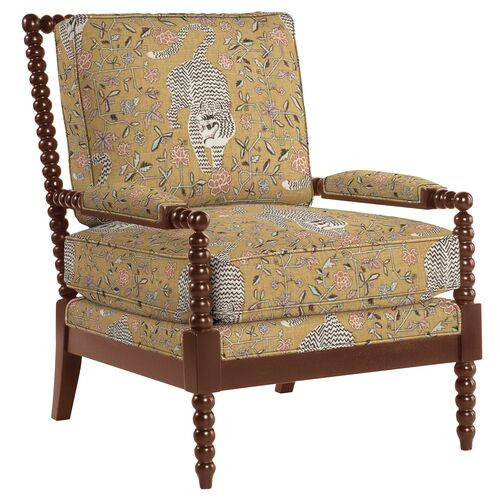 Bankwood Spindle Chair - Tiger Print - Handcrafted - Yellow | One Kings Lane