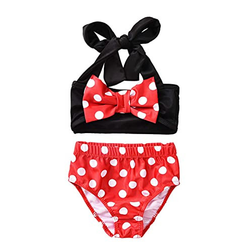 Aalizzwell Baby Girl Bathing Suit, Toddler Girls Two Piece Swimsuit Halter Top Bikini Bottoms Swimming Suit (Polka Dot, 6-12 Months) | Amazon (US)