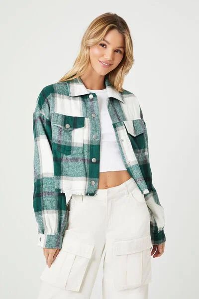 Cropped Plaid Flannel Shirt | Forever 21