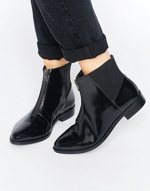 ASOS ALSACE Leather Zip Ankle Boots | ASOS US