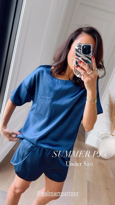 Got some new summer Pj’s on @walmart!  💙 They’re under $20 and come in a ton of colors, wearing a size small! 
#WalmartPartner @WalmartFashion #WalmartFashion 

#LTKOver40 #LTKVideo #LTKFindsUnder50
