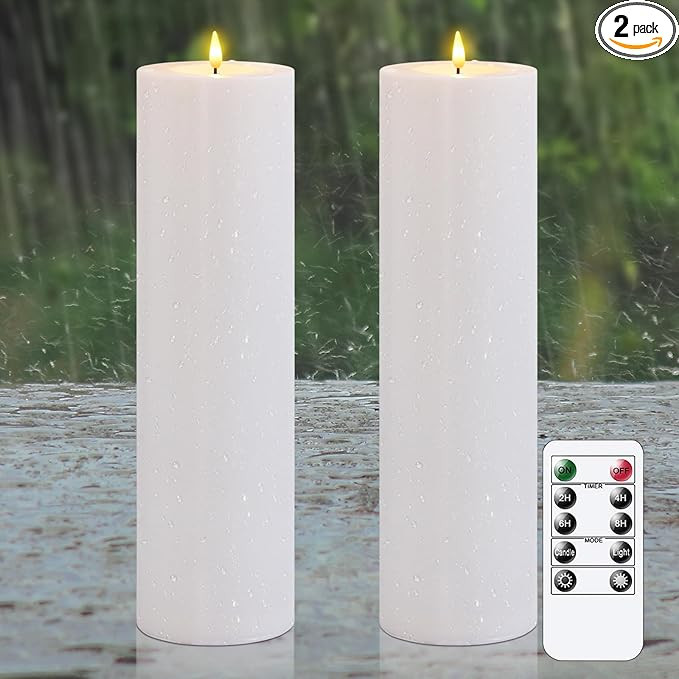 4" x14" Flameless Flickering Waterproof Candles with Remote, LED Battery Operated Timer Plastic W... | Amazon (US)